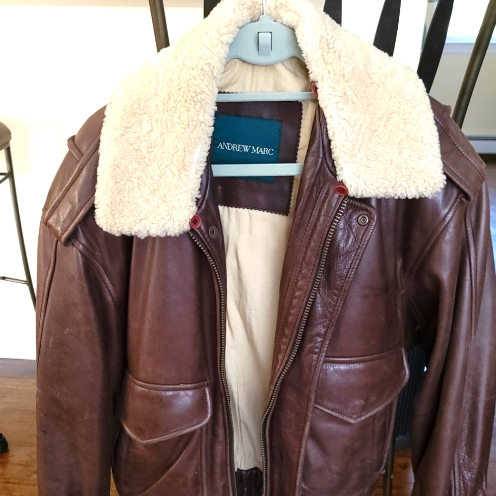 Andrew Marc Bomber/Flight Jacket Small/Petite Removable Collar
